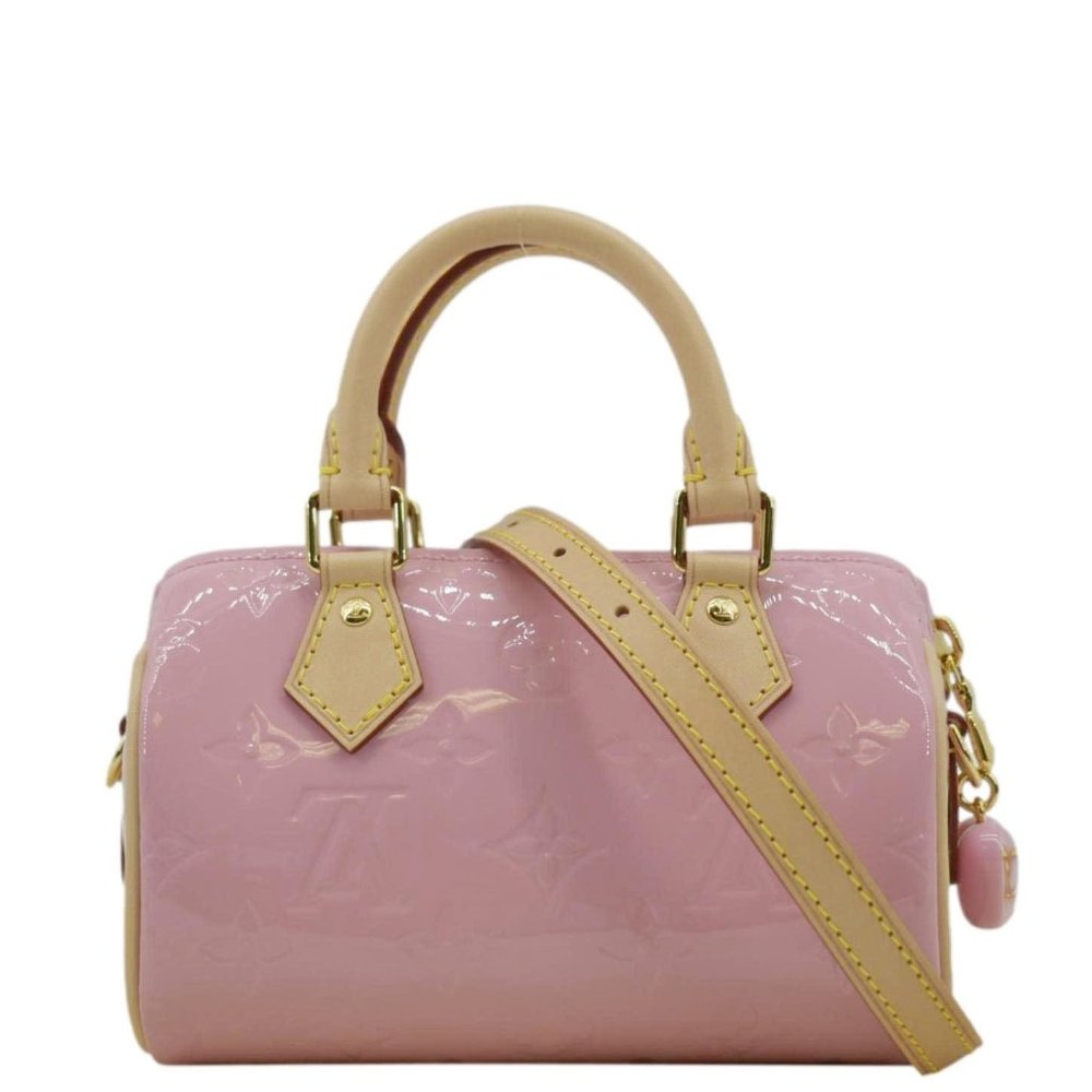 LOUIS VUITTON Nano Speedy Monogram Vernis Crossbody Bag Light Pink - Picture 1 of 11
